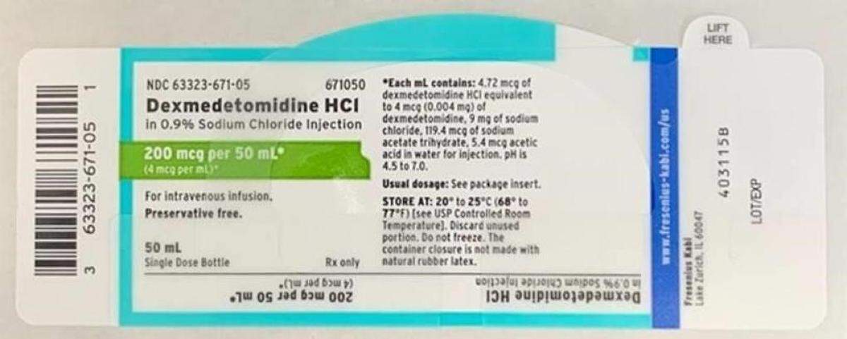 The label on the recalled lot of Dexmedetomidine HCl in 0.9% Sodium Chloride Injection