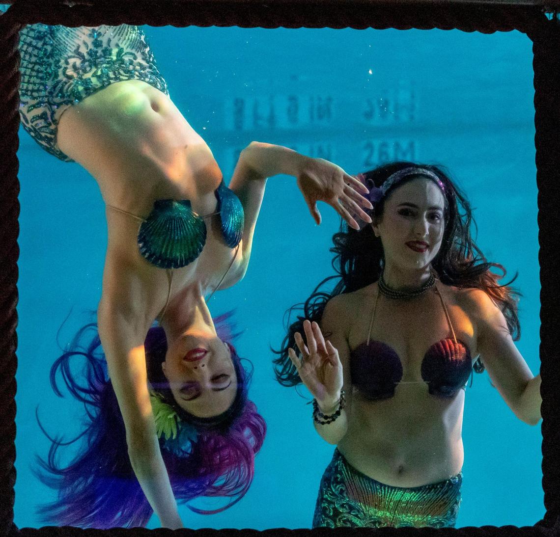 Dominique “Malie” King and Erin “Amasan” Conner rehearse at the Wreck Bar at the B Ocean Resort, the former Yankee Clipper, in Fort Lauderdale.