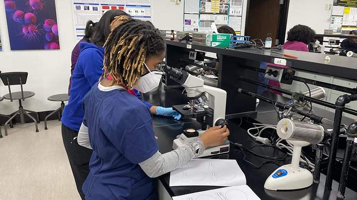Alena in Oakwood University’s biology lab in January.