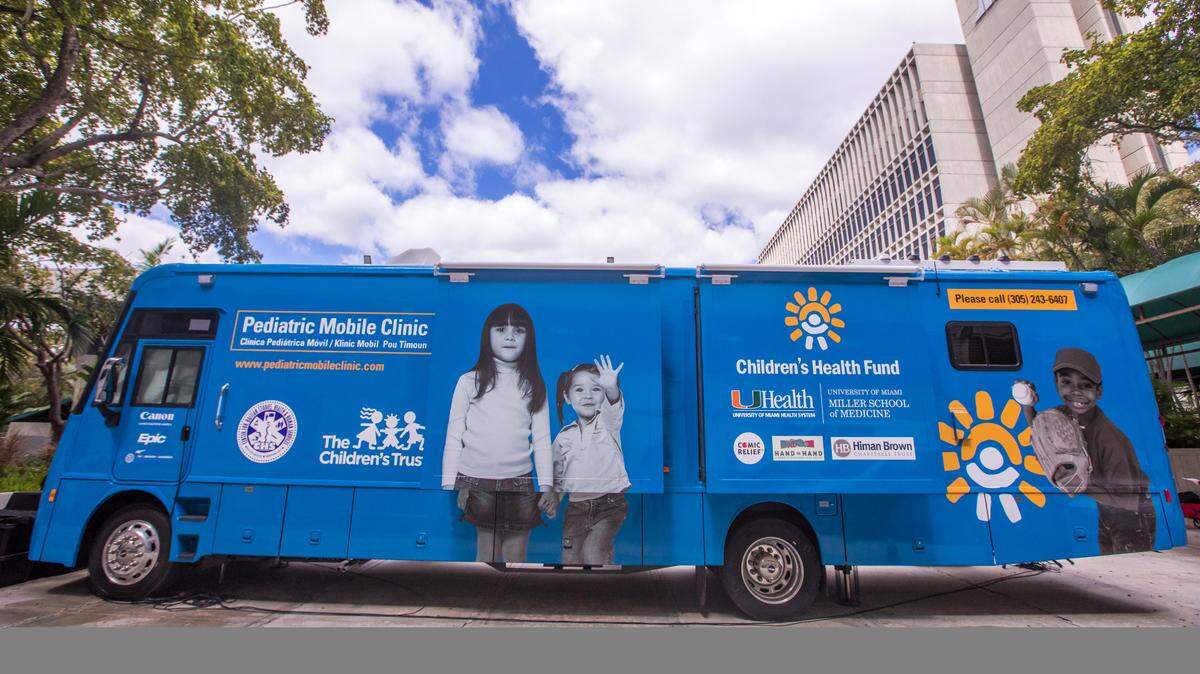 The UHealth Pediatric Mobile Clinic bus, where free COVID-19 tests will be given.