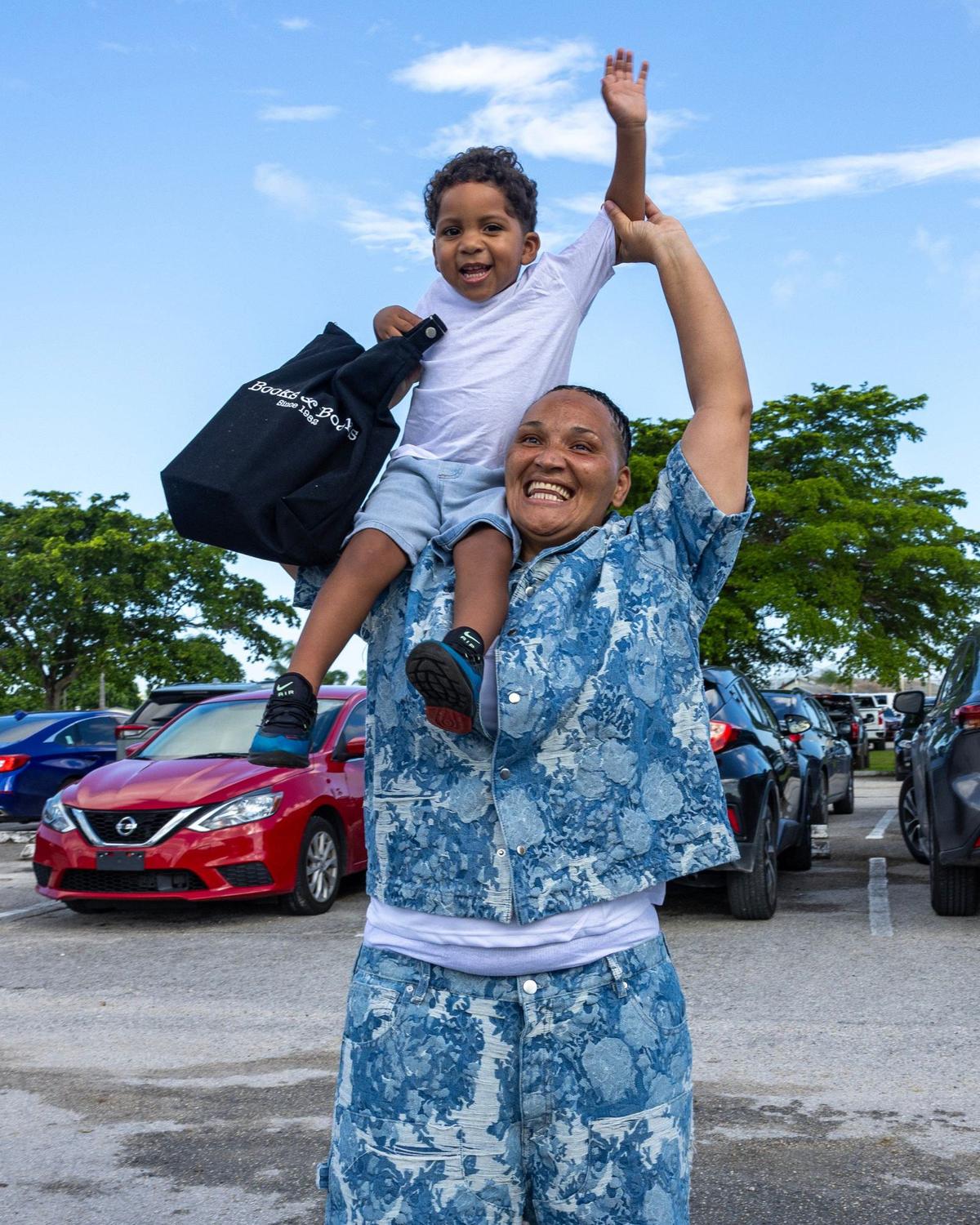 Leeann Parker with her grandson, Amiri Sams, 3, after being released from Homestead Correction Institution.