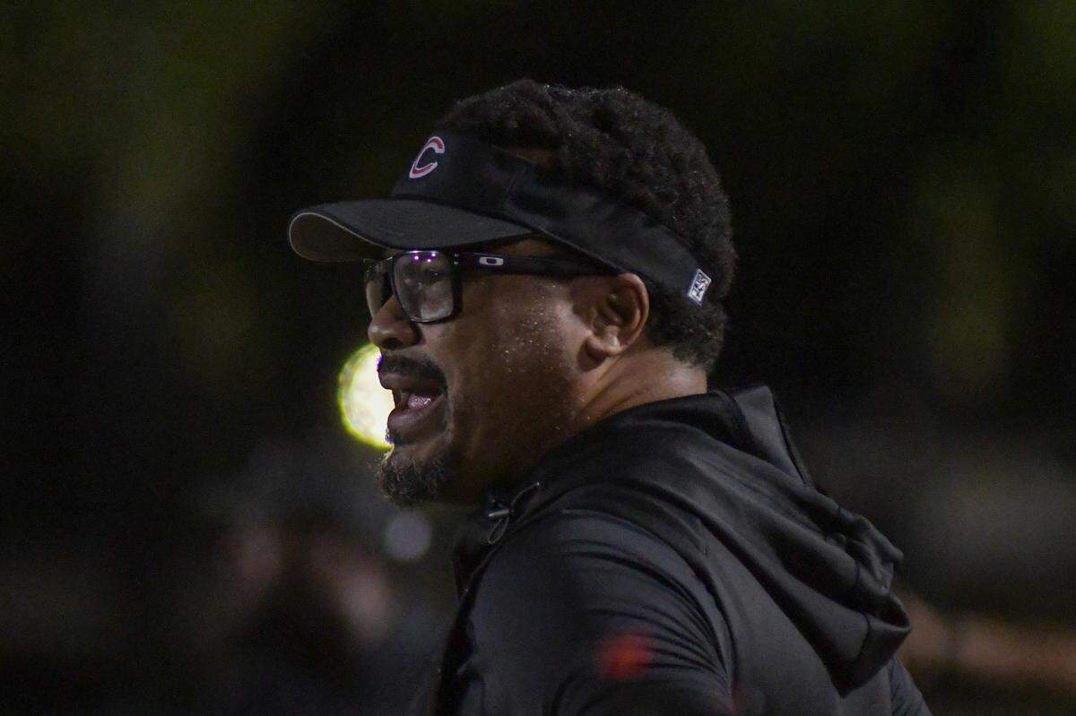 Plantation High football coach Steve Davis looks on during the fourth quarter against Piper in a high school football game on Friday, Oct. 28, 2022 at Piper High School in Sunrise, Florida.