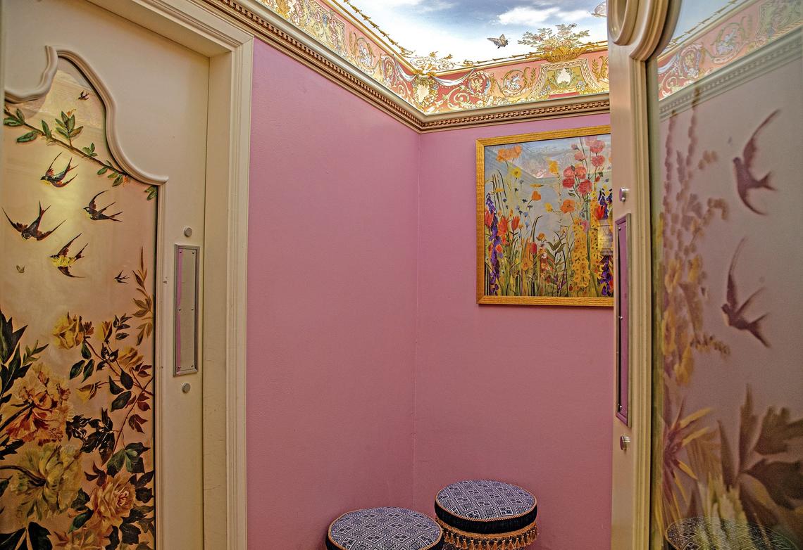 The ladies room at Caffe Abbracci. The restaurant is celebrating 30 years in the business in Coral Gables on Tuesday, July 16, 2019.