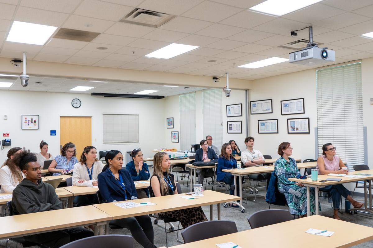 Parents at the Let’s Talk Tech 2.0 workshop by The Children’s Trust Parent Club at the Center for Children and Families at FIU on May 7.