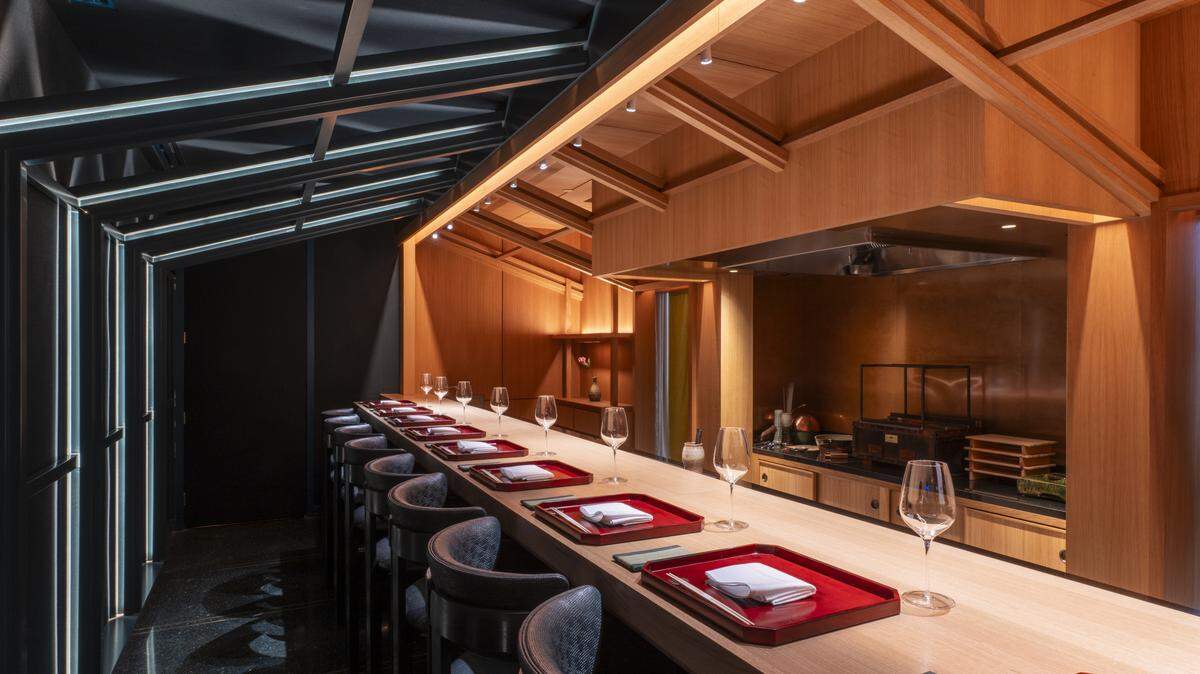 The counter at the new wagyu-focused Karyu in Miami’s Design District.
