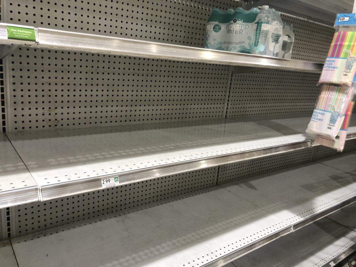 Empty shelves at a Miami area Publix on Friday evening.