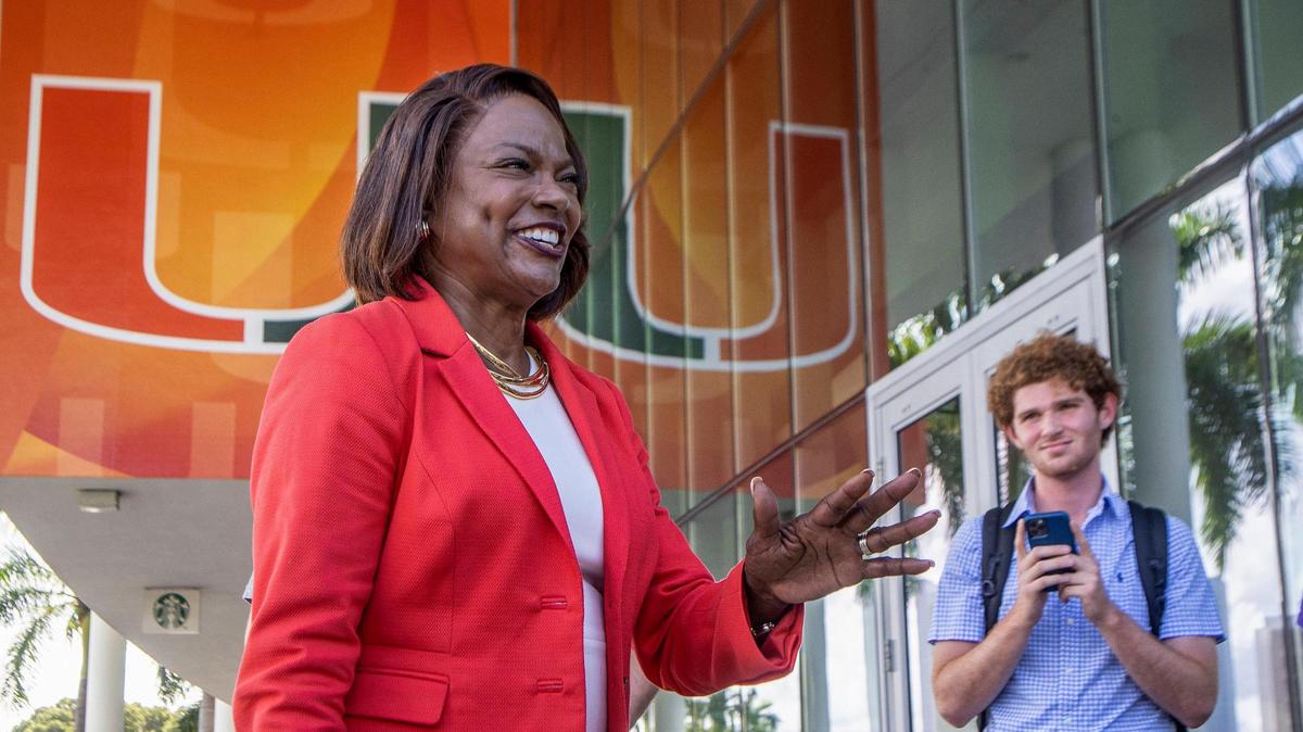 Senate Democratic candidate Val Demings shares with students during a visit to the University of Miami in Coral Gables as she campaigns against Republican Sen. Marco Rubio on Friday, Sept. 2, 2022.