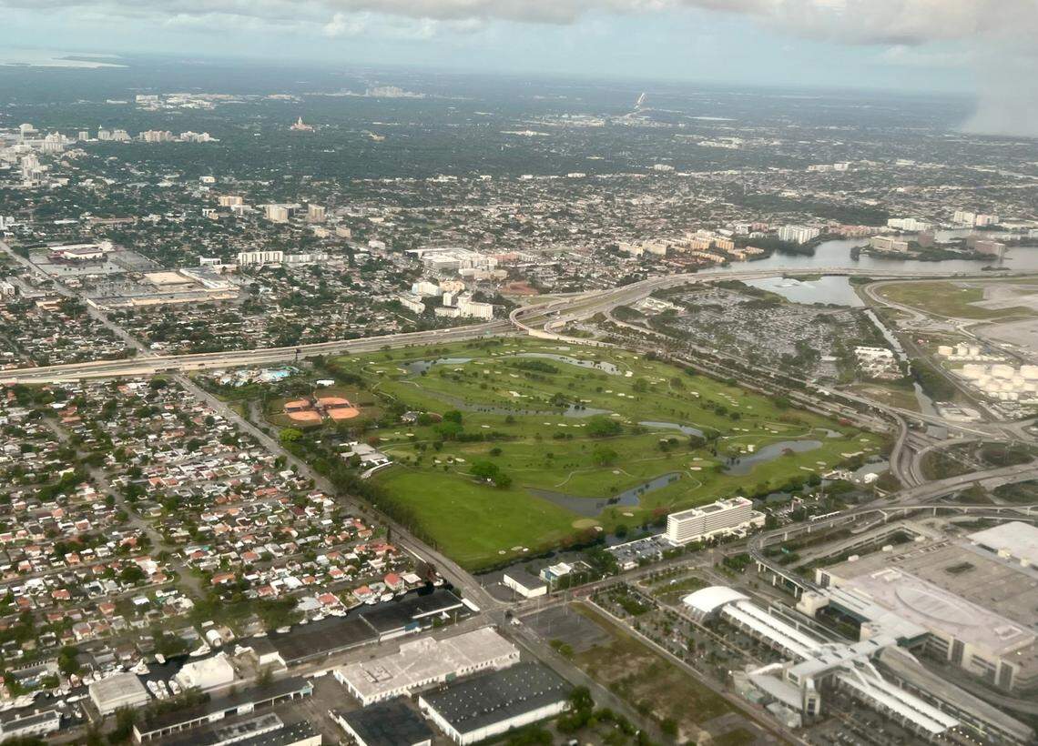 This view shows city-owned Melreese golf course, the site of the planned large development Miami Freedom Park that will include a commercial strip and a soccer stadium for Inter Miami.