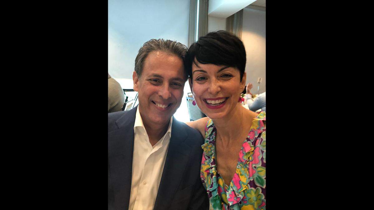 WSVN meteorologist Phil Ferro and anchor Belkys Nerey at the Suncoast Emmy awards Sunday.