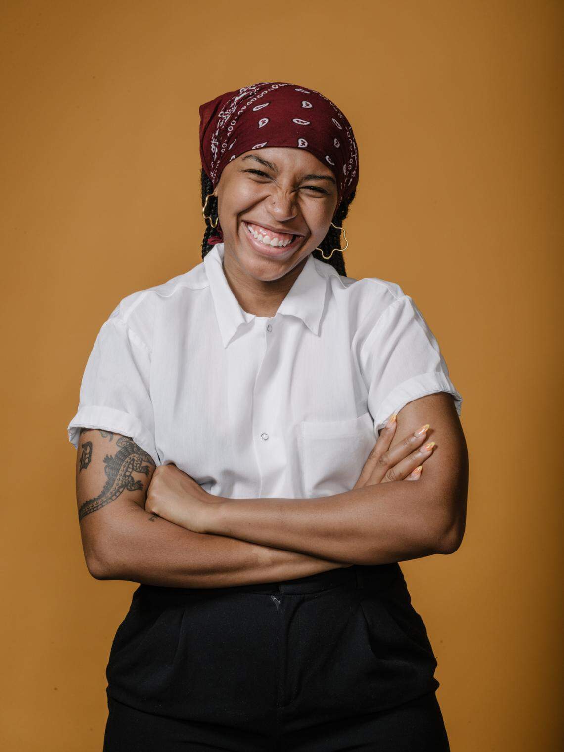 Chef Kia Damon poses at Lalito restaurant in New York City. Damon is one of two Black women participating in The Cookout. She became an executive chef at 24.