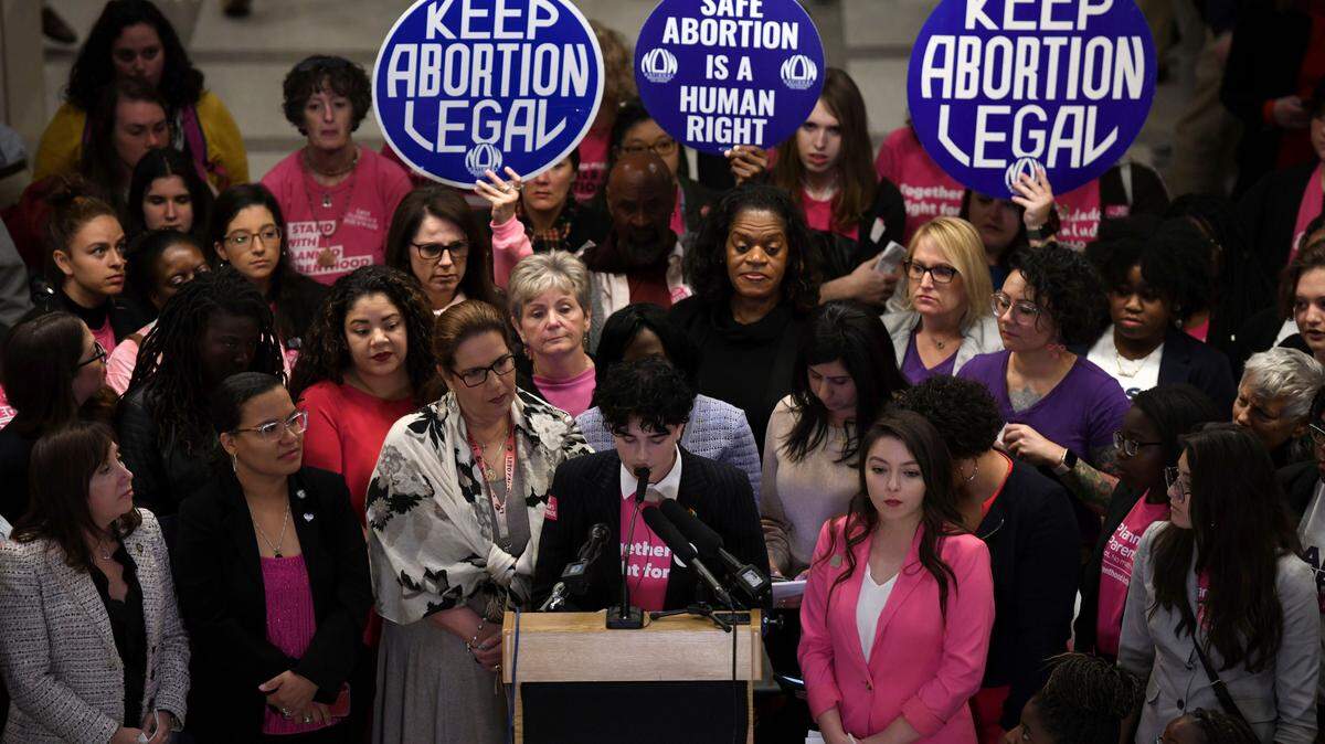 Joey Cousin, a transgender student from Broward County and an opponent of SB 404, known as the “parental consent” bill, speaks at a press conference at the Capitol in Tallahassee Wednesday. The bill requires girls under the age of 18 to get a parent’s consent before having an abortion.