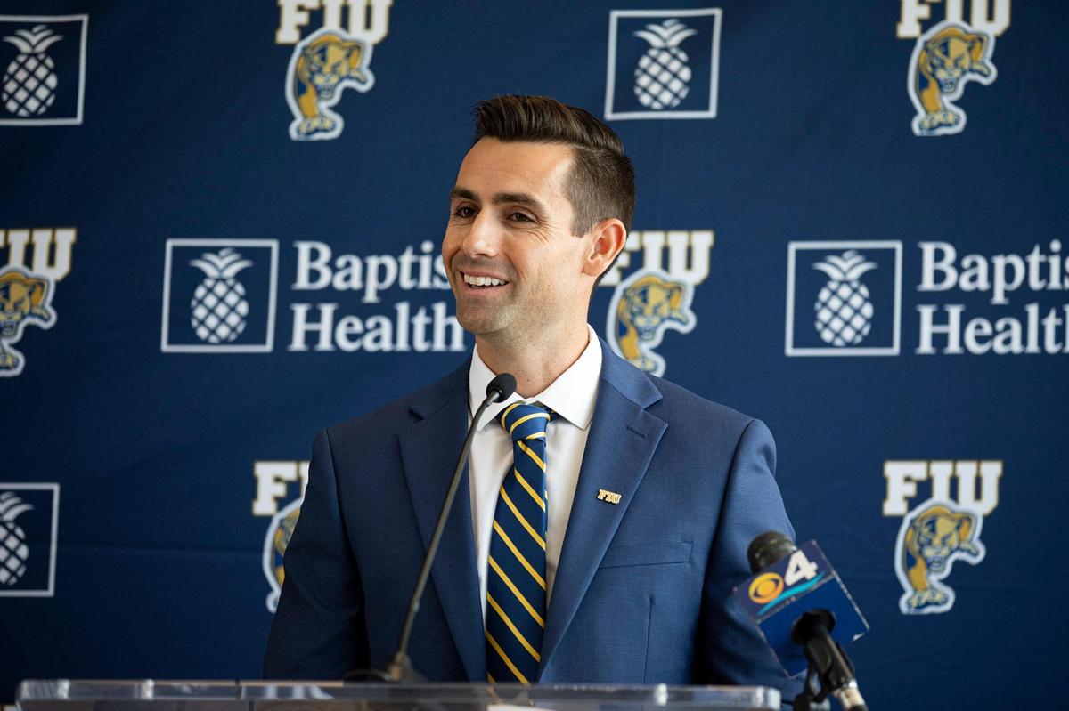 Newly appointed FIU Baseball Coach Rich Witten speaks about his goals for FIU’s baseball team on Monday, June 27, 2022 at the FIU Baseball Stadium in Miami, Fla.