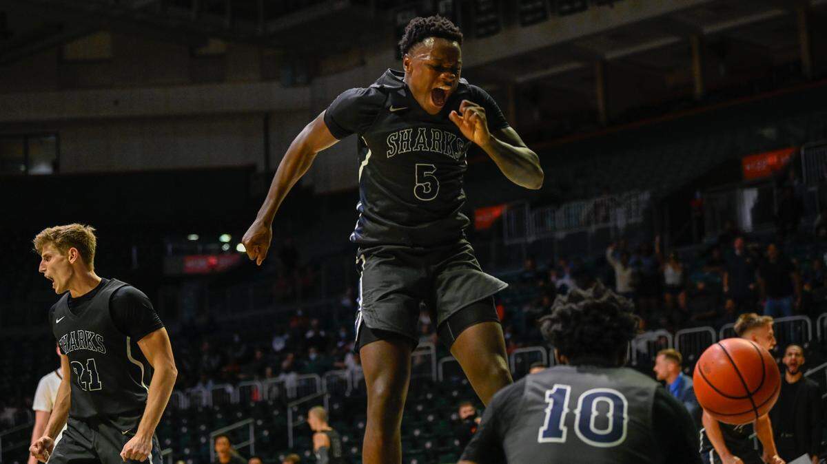 Nova Southeastern junior guard Sekou Sylla has been one of the key players in the Sharks’ 20-0 start to the 2021-22 men’s basketball season.