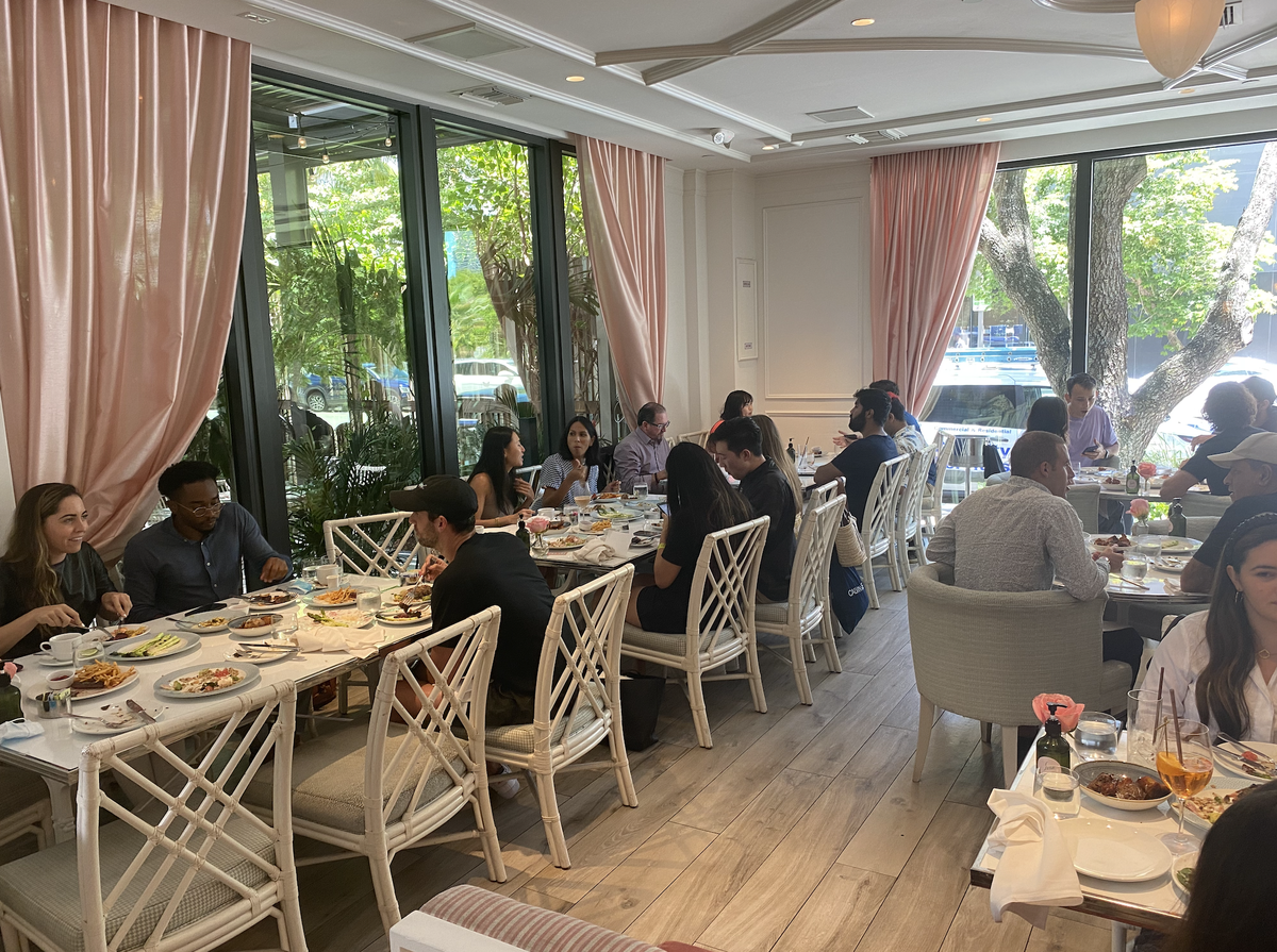 Miami Hack Week attendees dine at Sway at a luncheon sponsored by Miami Design District