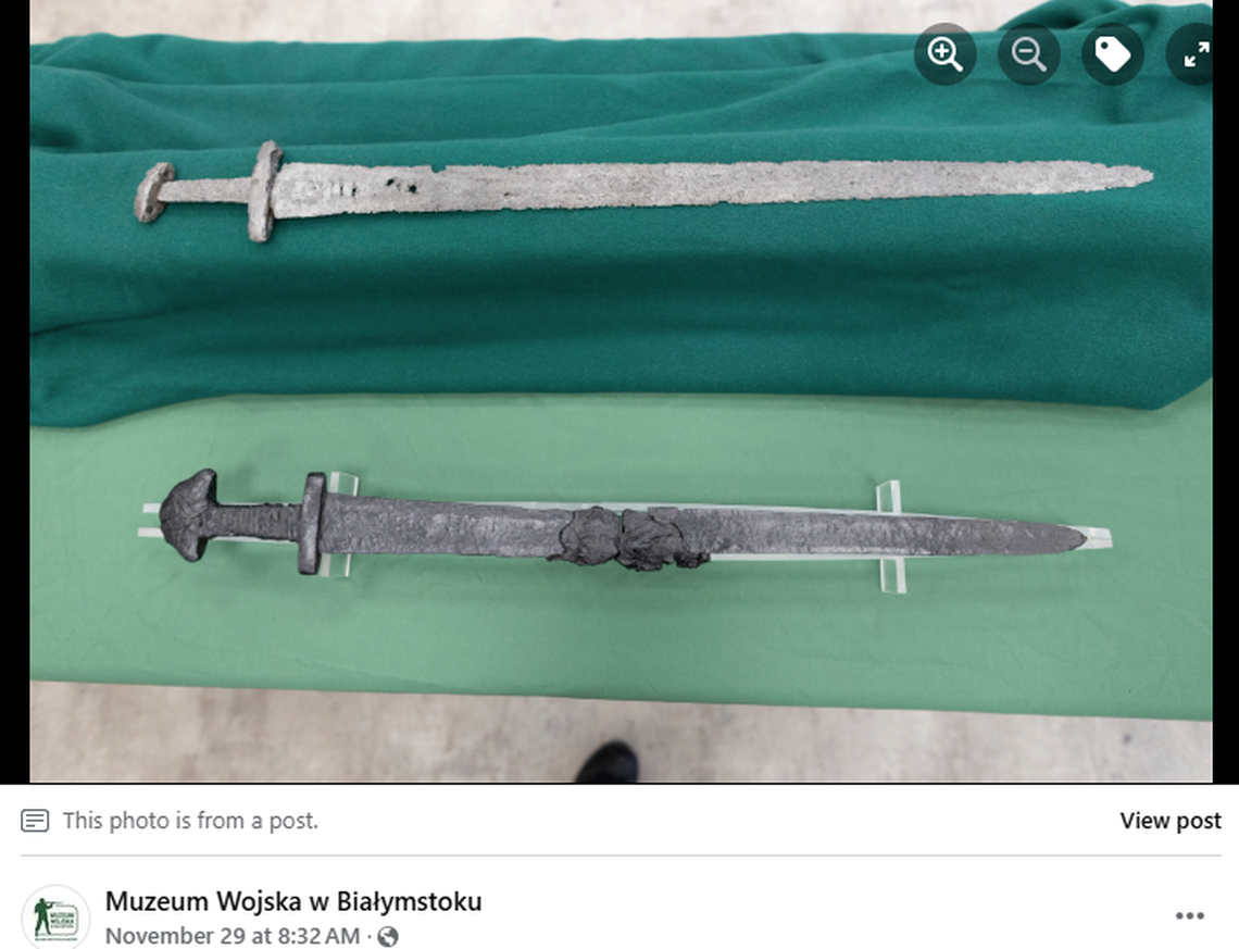 Another medieval sword (top) was found in the same river in the 1970s, but it was not as well preserved, officials said.