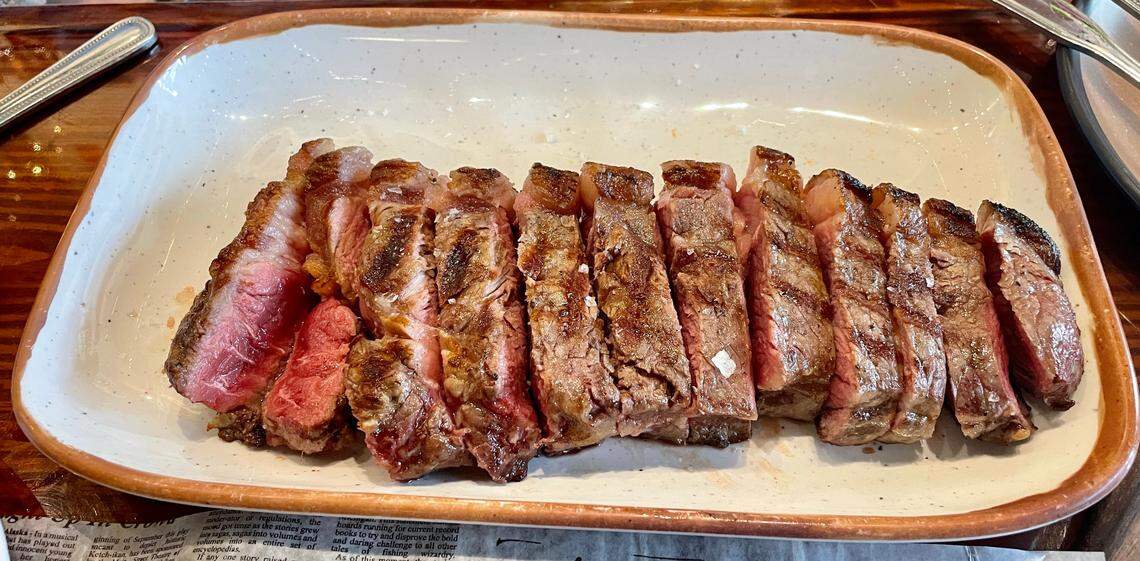 New York strip steak at Happy Wine Calle Ocho