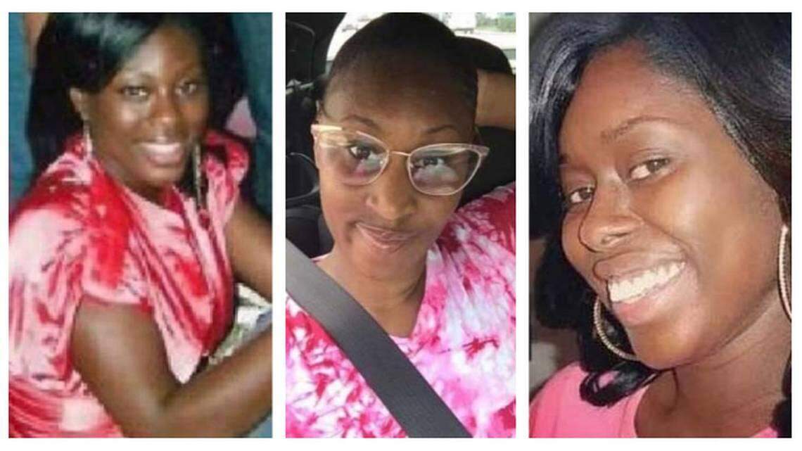 From left, Vickie Simmons, 25, Shandell Harris, 30, and Trukita Scott, 24 all have been in a relationship with Carl Monty Watts Jr.
