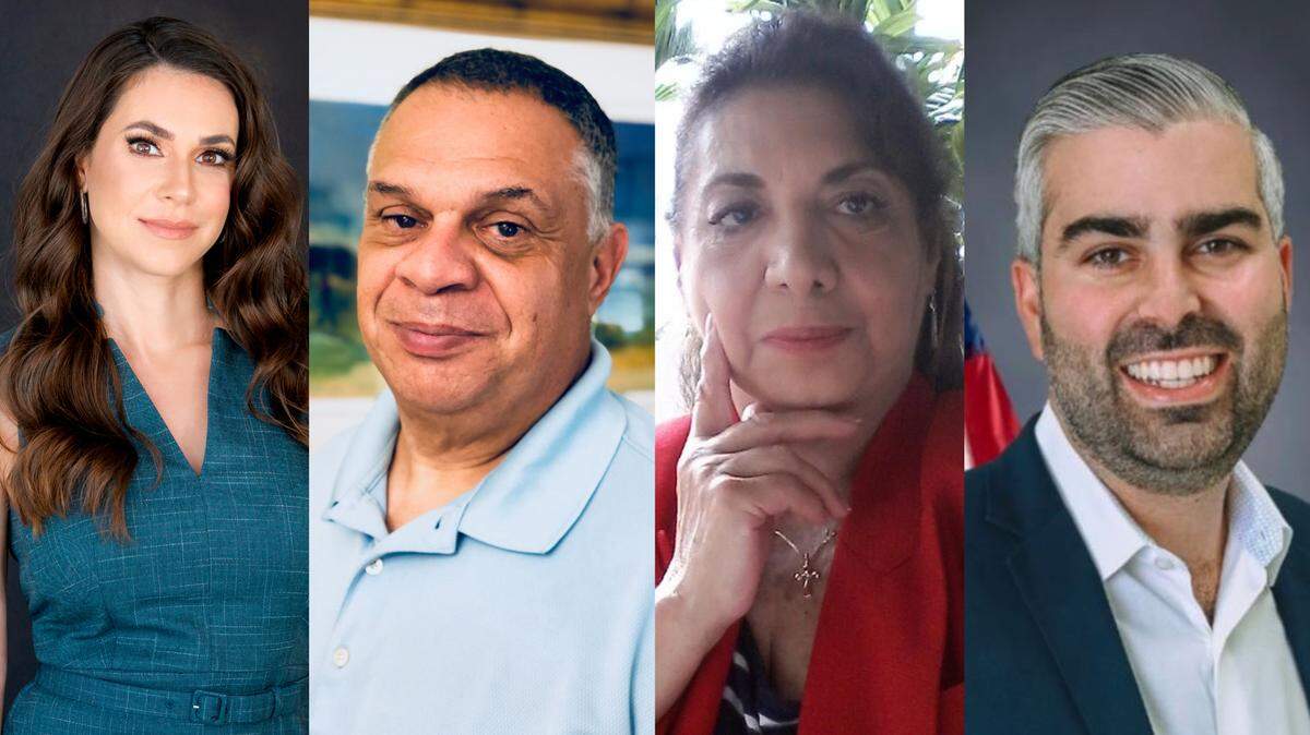 De izquierda a derecha, Martha Bueno, Julio Sánchez, Susan Khoury y Anthony Rodríguez son los candidatos al Distrito 10 de la Comisión de Miami-Dade.