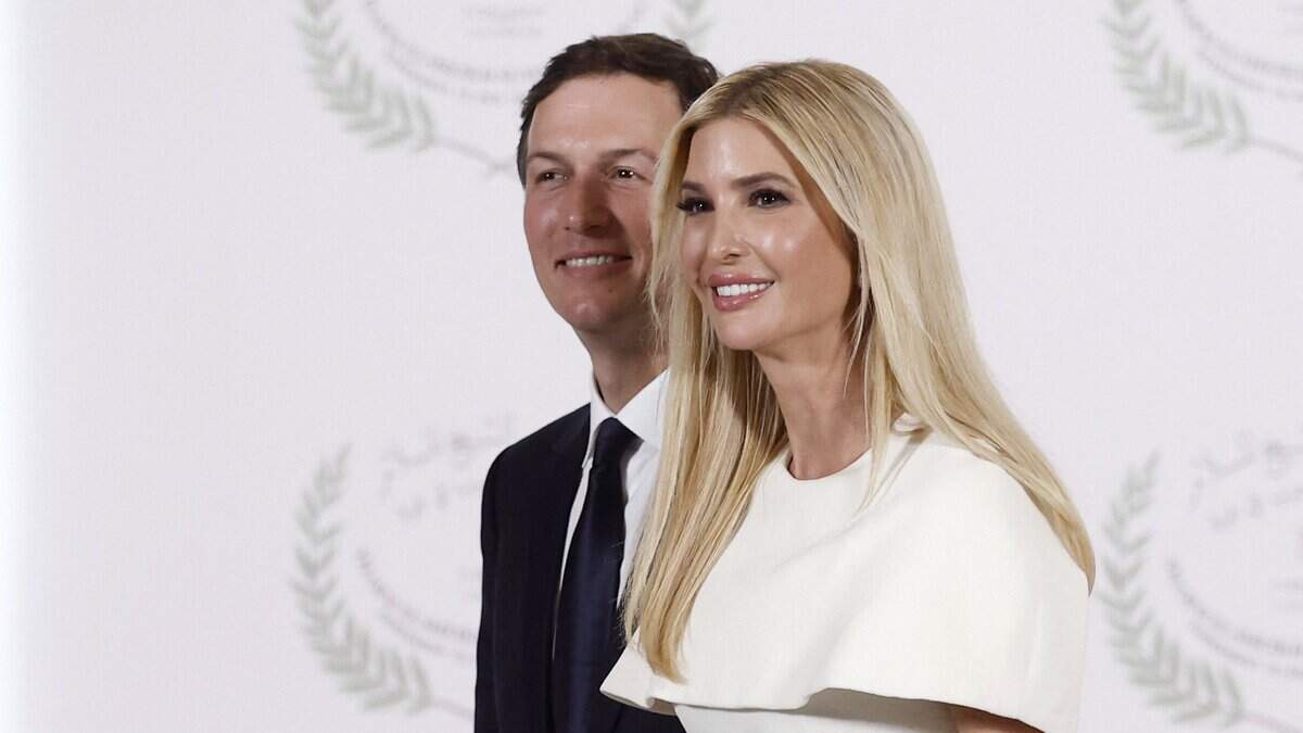 Ivanka Trump, the daughter of the US president, and her husband Jared Kushner pose during a summit on Gaza in Sharm el-Sheikh on October 13, 2025. US president Donald Trump landed in Egypt on October 13 for a summit on Gaza, following a lightning visit to Israel after a ceasefire he brokered entered into force. (Photo by Yoan VALAT / POOL / AFP) (Photo by YOAN VALAT/POOL/AFP via Getty Images)