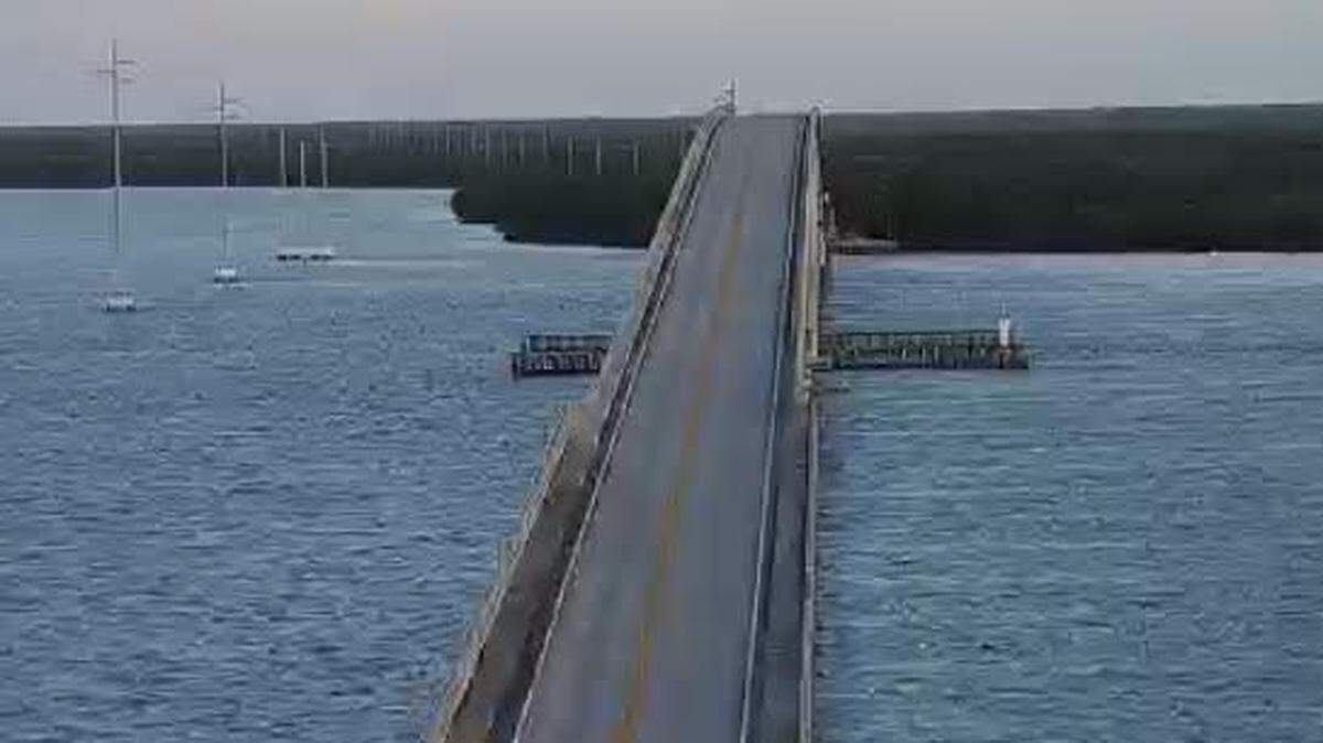 No traffic crossed Card Sound Road Bridge Tuesday night, March 5, 2024, because a crash between a car and tractor trailer shut down the two-lane highway into the Florida Keys, according to police.