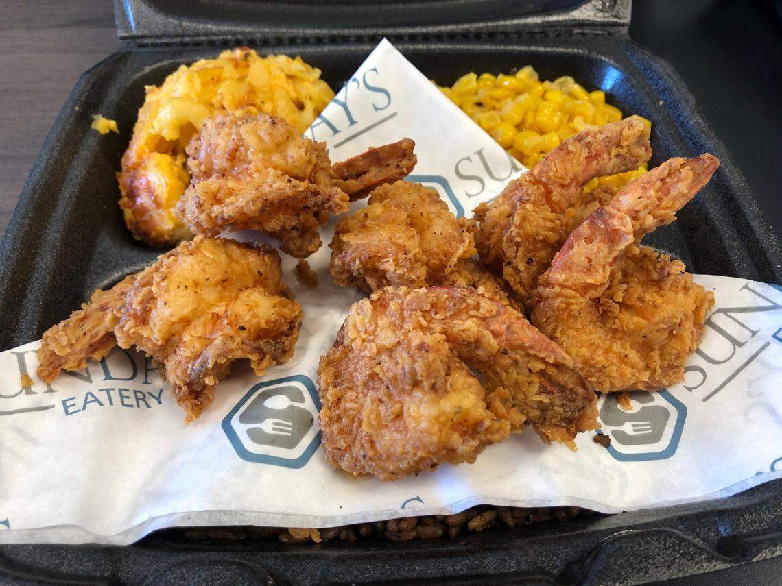 Fried shrimp and light and crisp at Sunday’s Eatery