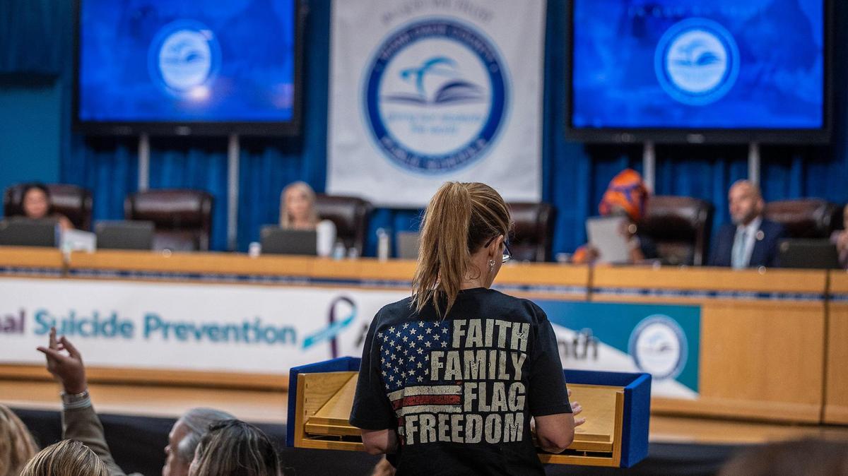 Rachel Morales speaks against proposal for the Miami-Dade County School Board to recognize October as Lesbian, Gay, Bisexual, Transgender and Queer History Month in the school district on Sept. 6. The board voted against the proposal. 