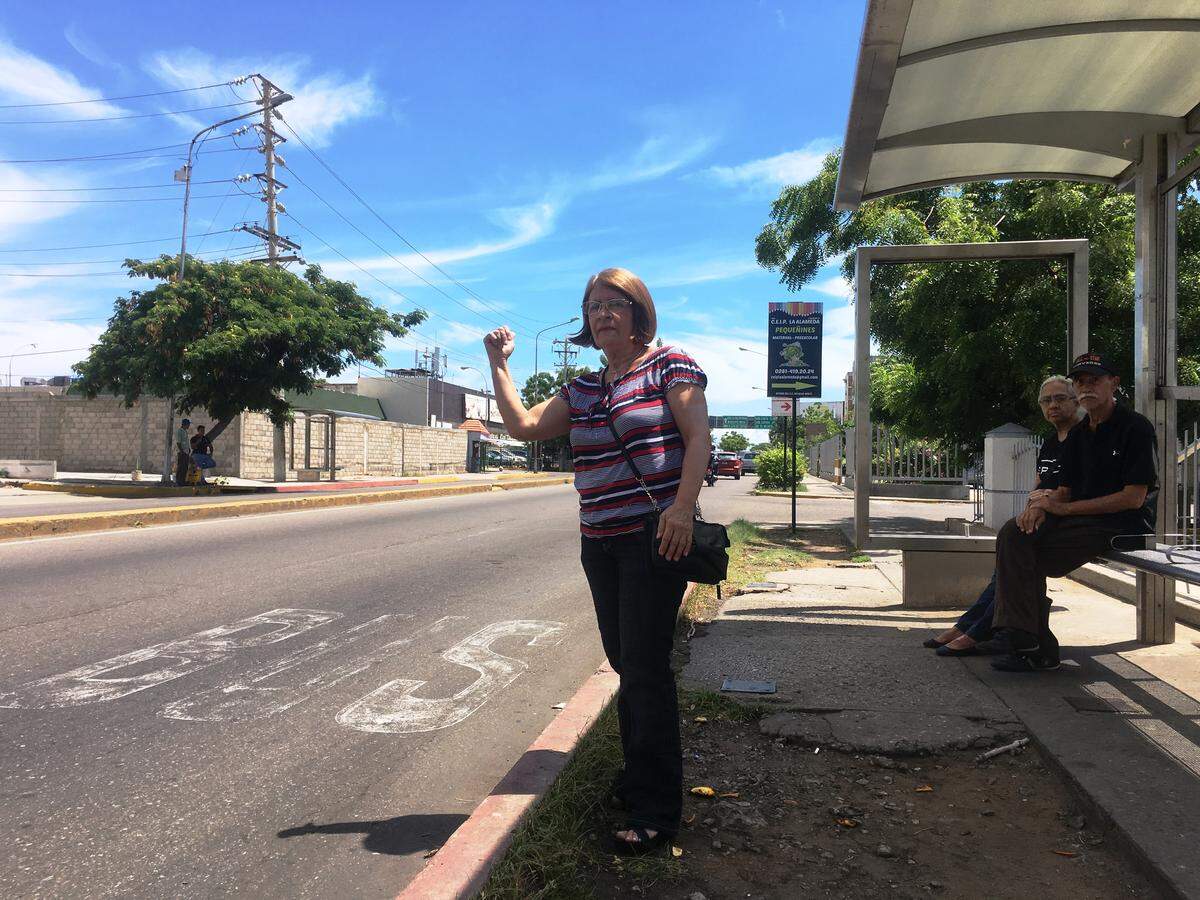 Venezuelan retiree Arcelia Vilchez says every time she hitchhikes she prays for God to send her a free ride.
