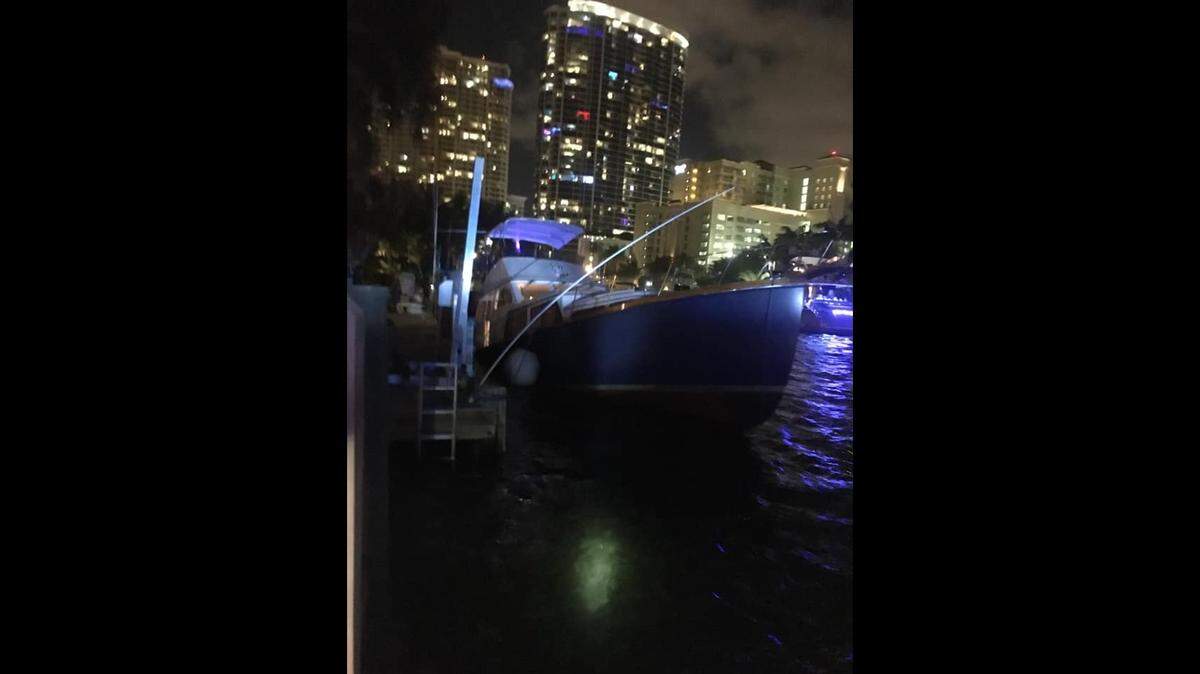 Fort Lauderdale Police is searching for a captain suspected of hitting a 44-foot ship, which is slowly sinking into the New River, and leaving the area before authorities could arrive. The boat is taking on water.