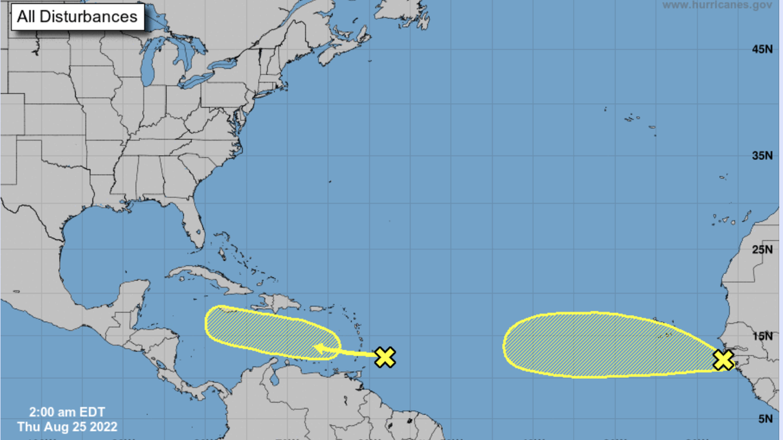 Forecasters are watching two disturbances in the Atlantic.