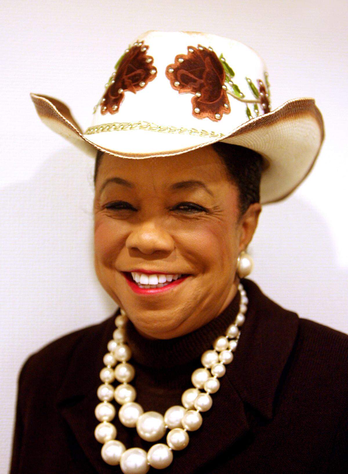 State Sen. Frederica Wilson, D Miami Gardens, poses wearing one of her many signature hats at the State Capitol in Tallahassee. 
