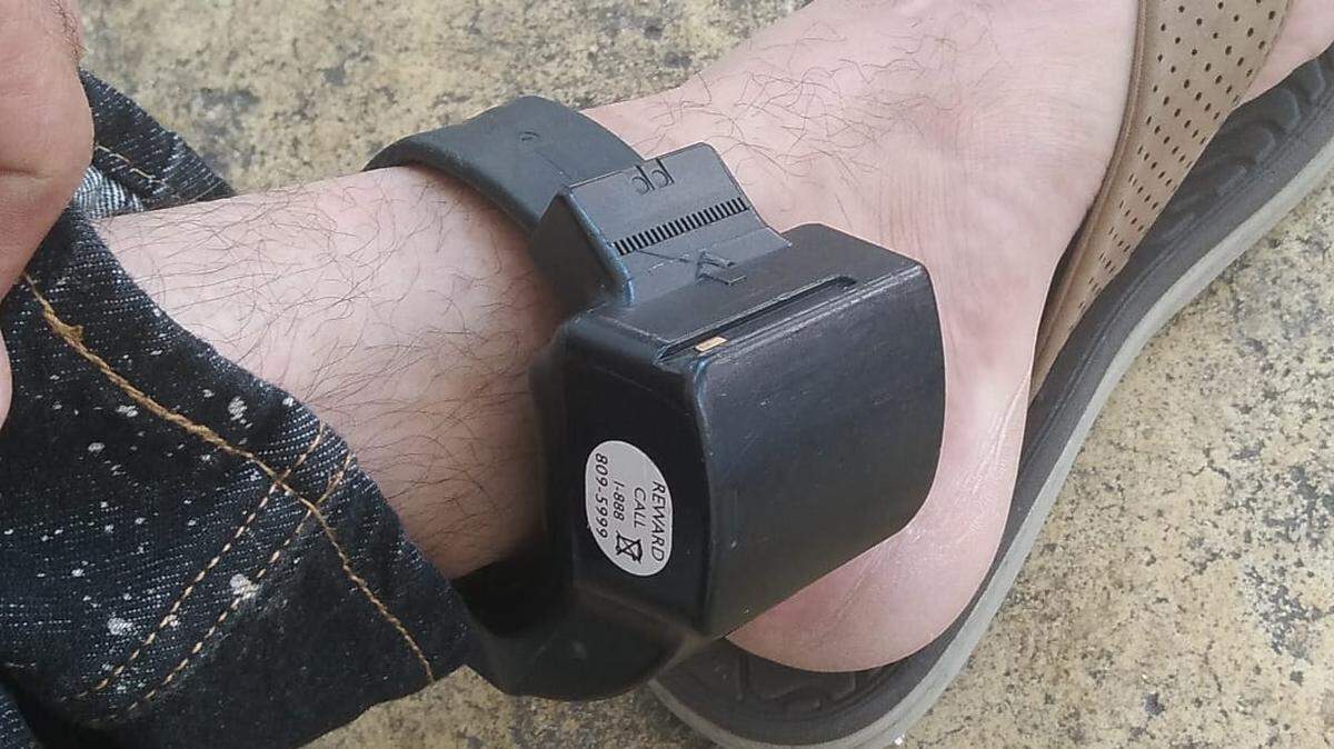 A GPS ankle monitor used to track migrants in the U.S.
