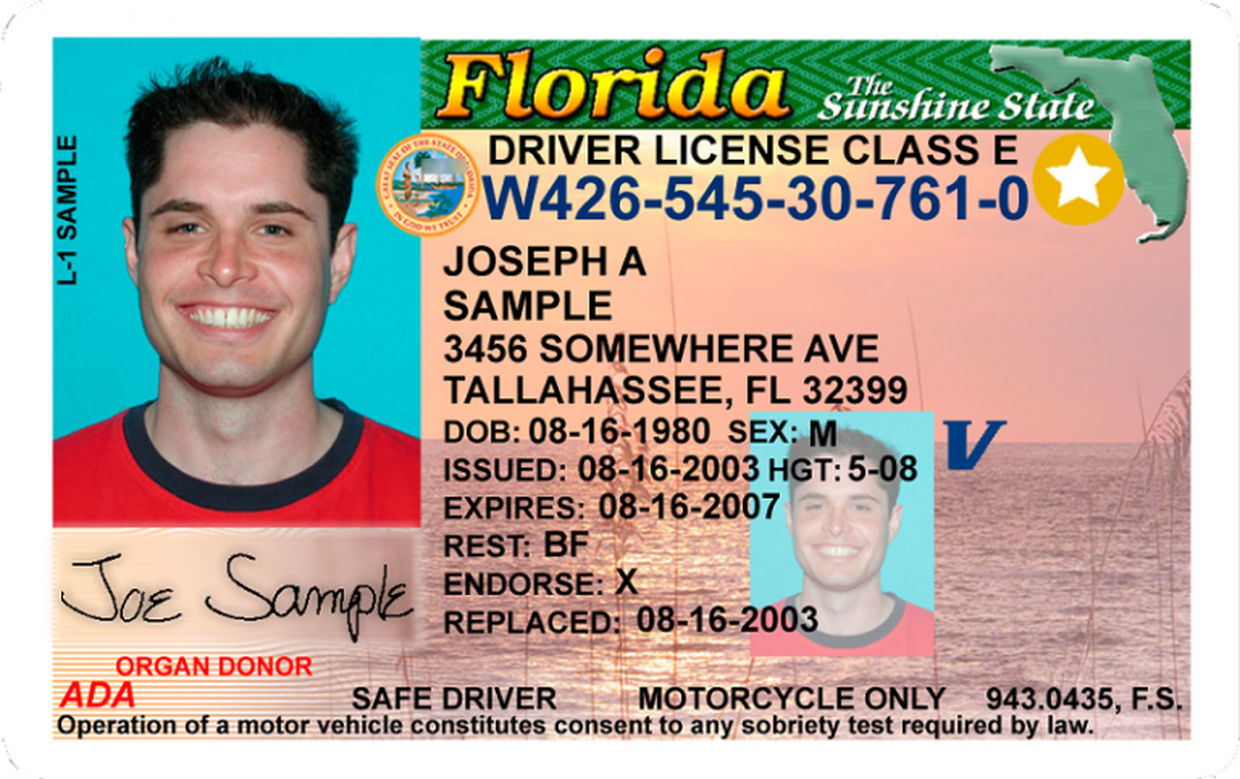The state of Florida says a REAL ID should look like this, with a star in the upper right corner of a driver’s license.