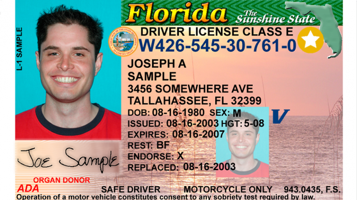The state of Florida says a REAL ID should look like this, with a star in the upper right corner of a driver’s license.