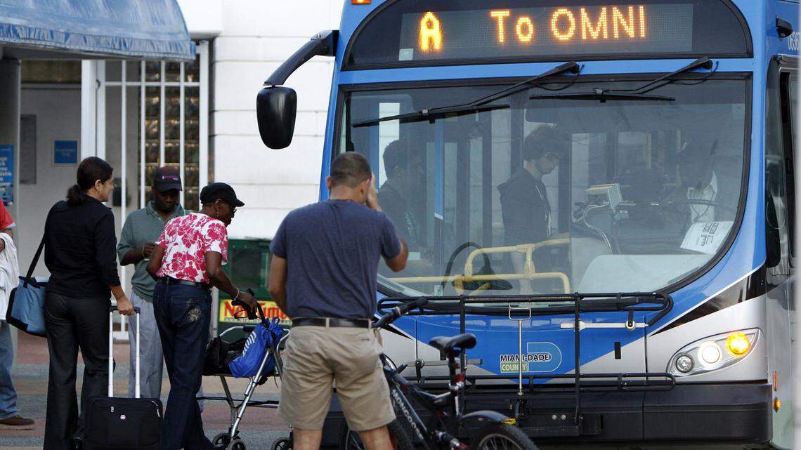 People board Miami-Dade buses at the Omni station. The county’s bus system is set for a reworking under the Better Bus Network plan as proposed by the administration of Mayor Daniella Levine Cava.