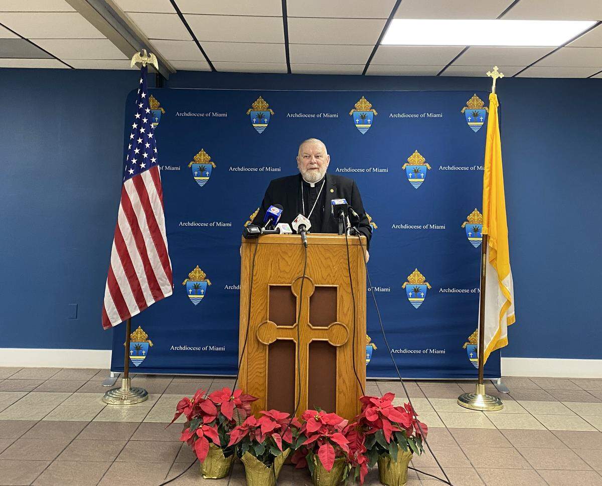 Archbishop Thomas Wenski appealed Monday to officials to pause all “roundups” and arrests of immigrants during Christmas and through the Feast of the Epiphany — which Catholics celebrate on Jan. 6.