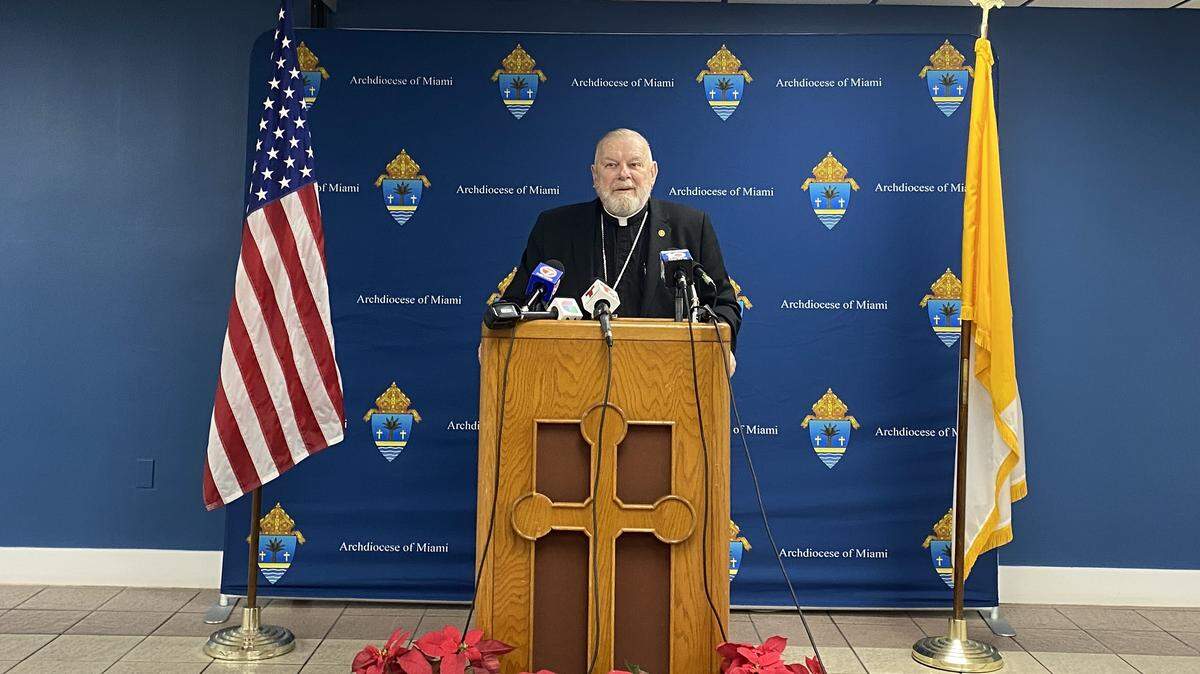 File photo of Archbishop Thomas Wenski appealing to officials to pause all “roundups” and arrests of immigrants during Christmas and through the Jan. 6 Feast of the Epiphany.