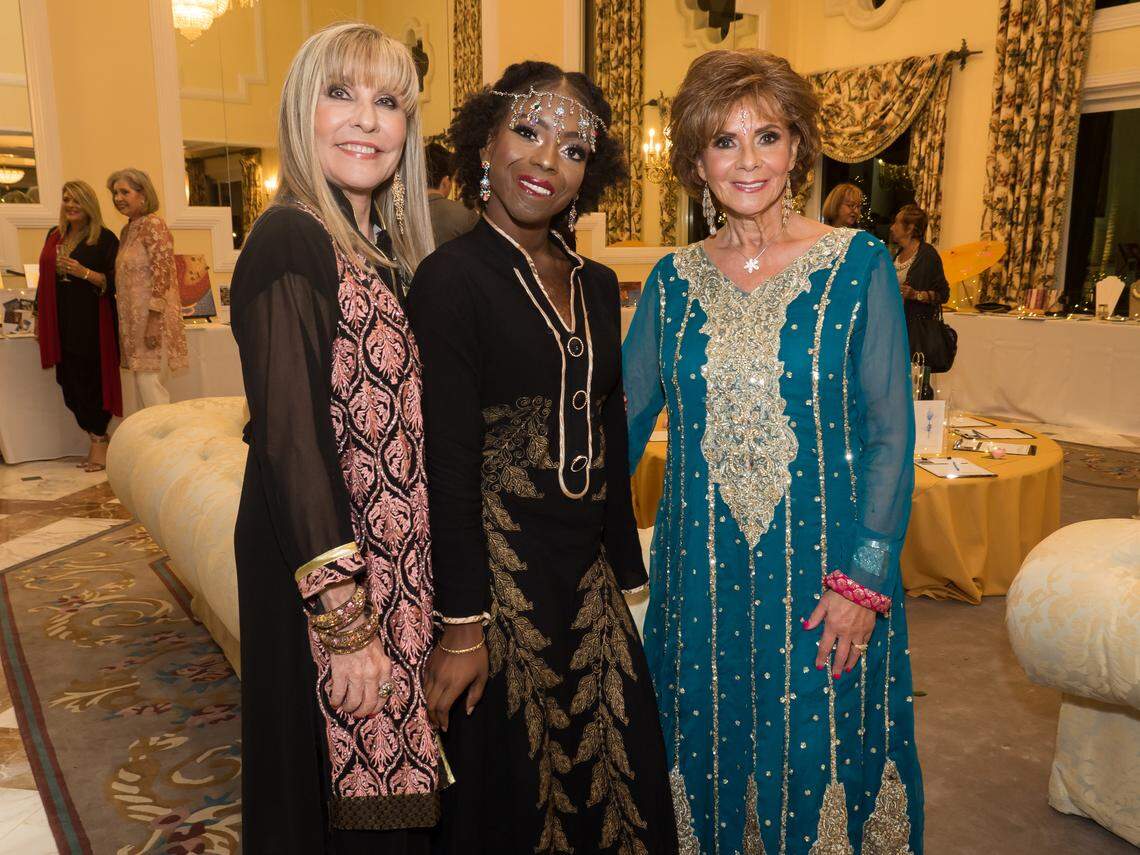 Neyda Raola, scholarship winner Raphaella Alexandre, and Miriam Salazar at a Bollywood event to celebrate the sixth anniversary of the Lori Brener Scholarship Fund of Big Brothers Big Sisters Miami.