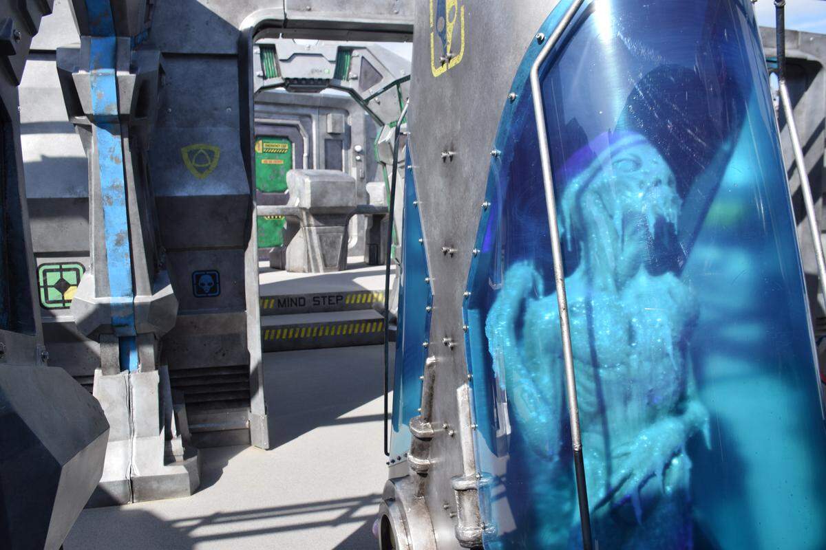 The open-air laser tag course on the Norwegian Bliss is designed to look like an abandoned space station.