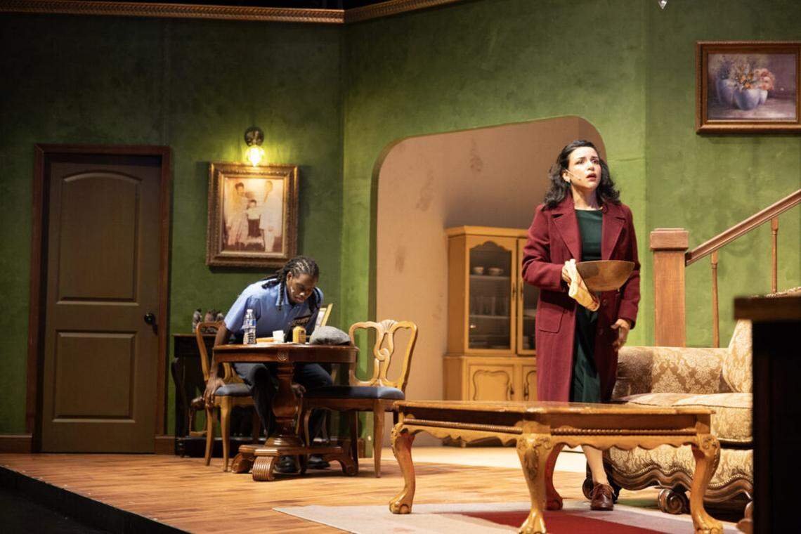 Andrea Garcia as Phibem, right, and Jarryd Joseph as Peanut in “Searching for Willie Lynch.”