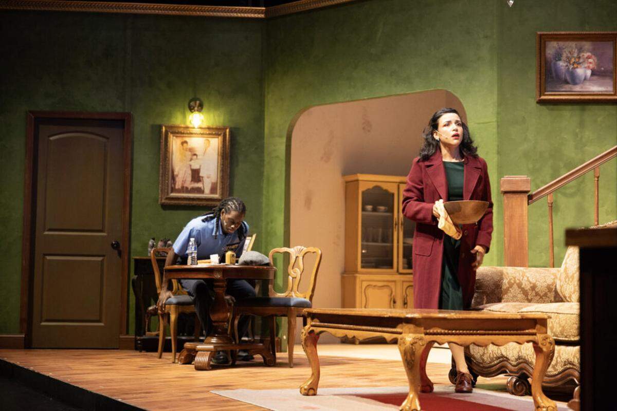 Andrea Garcia as Phibem, right, and Jarryd Joseph as Peanut in “Searching for Willie Lynch.”