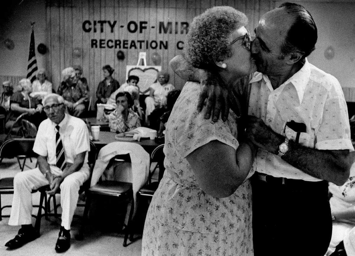 Sol and Esther Levy at the Valentine’s dance for senior citizens at the Miramar Recreation center in 1982.