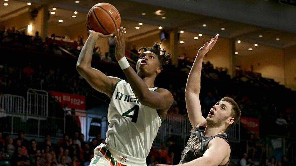 Former University of Miami guard Lonnie Walker (4) is in Chicago for the NBA Draft Combine this week and projected as a potential lottery pick in the NBA Draft June 21, 2018.