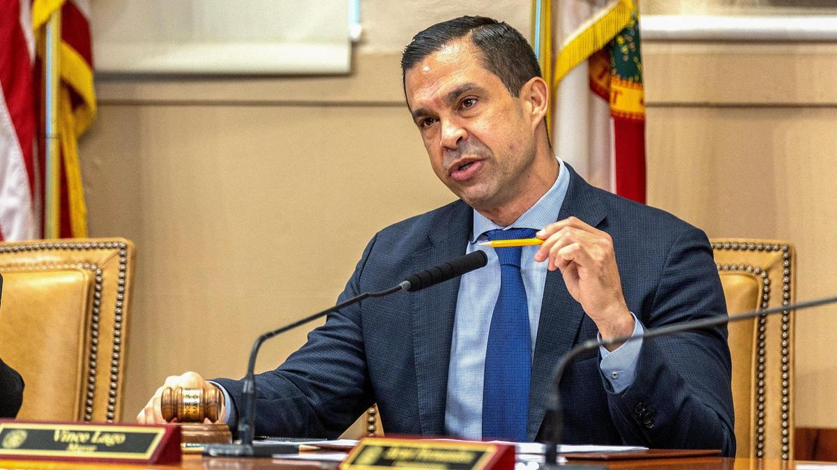 Coral Gables Mayor Vince Lago at the City Commission meeting on Tuesday, March 12, 2024.