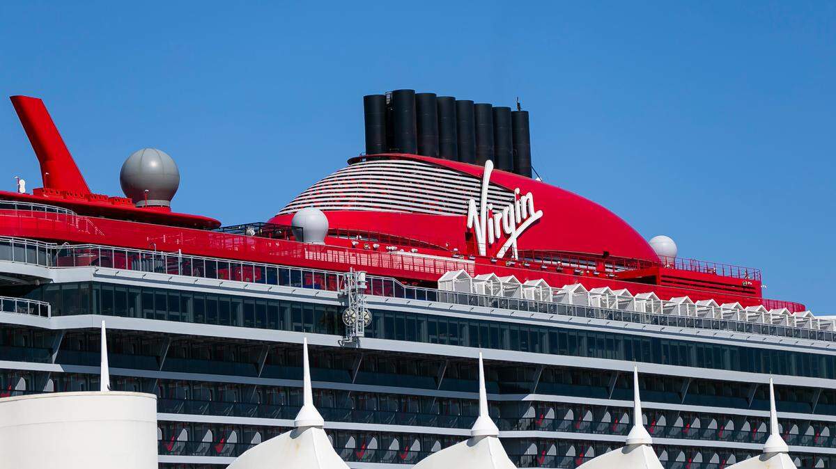 An outside view of Virgin Voyages’ Scarlet Lady cruise ship docked at PortMiami on Tuesday, Sept. 28, 2021.