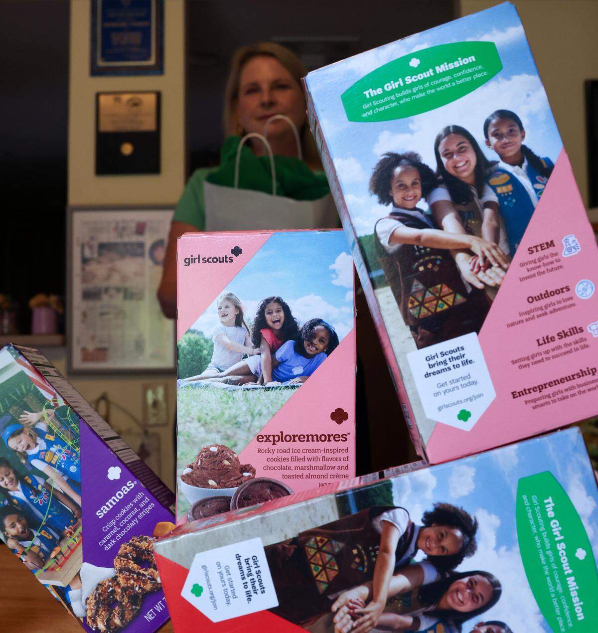 The Girl Scouts introduce Exploremores for its 2026 season, its first new cookie since 2023. A box of cookies of the new Exploremores, the rocky roads ice cream-inspired cookie, is presented for a taste test on Tuesday, Aug. 9, 2025, in Miami, Florida.
