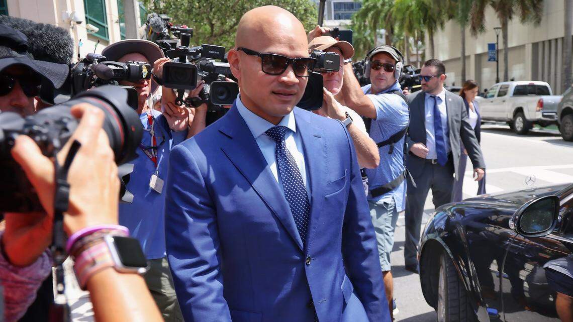 U.S. Navy veteran Walt Nauta who has served as an aide to Donald Trump in the White House and at his Palm Beach estate, leaves at the Wilkie D. Ferguson Jr. U.S. Courthouse after his arraignment, Thursday, July 6, 2023, in Miami.