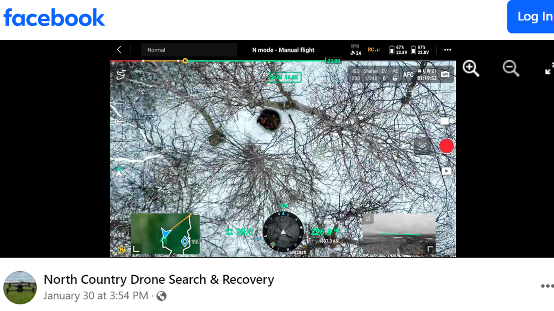 A German shepherd who was missing for three days was found in a snowy forest with a thermal imaging drone, New York rescuers said.