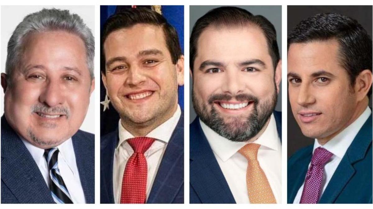 There are four candidates for the District 6 seat on the Miami-Dade County Commission being vacated by Rebeca Sosa. From left, the candidates are: Victor Vazquez, Kevin Marino Cabrera, Jorge Fors and Dariel Fernandez.