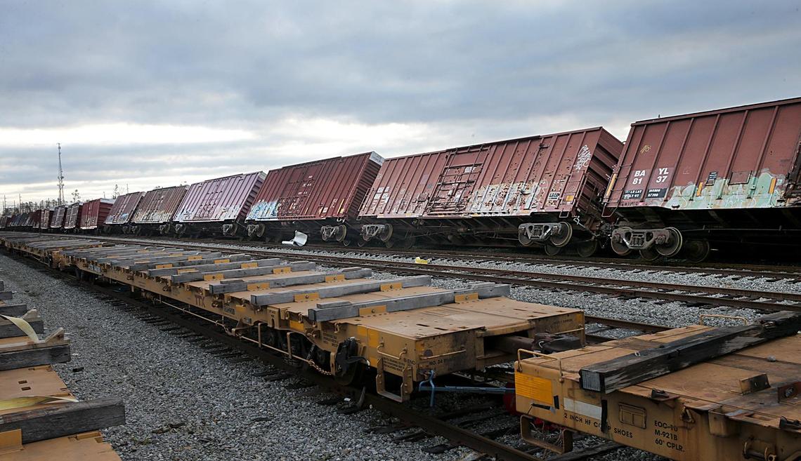 A train was knocked off the old Bayline railroad tracks near U.S. 231 near Panama City.