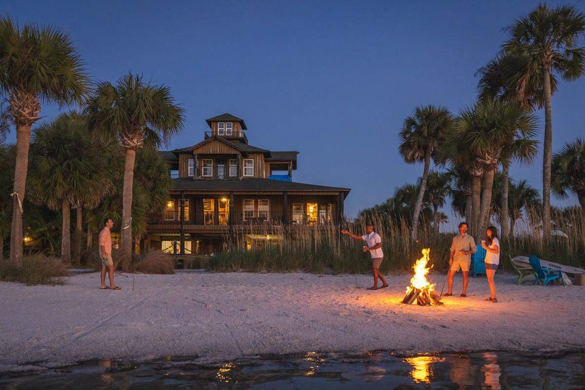 The bungalows are on a seven-acre beach.